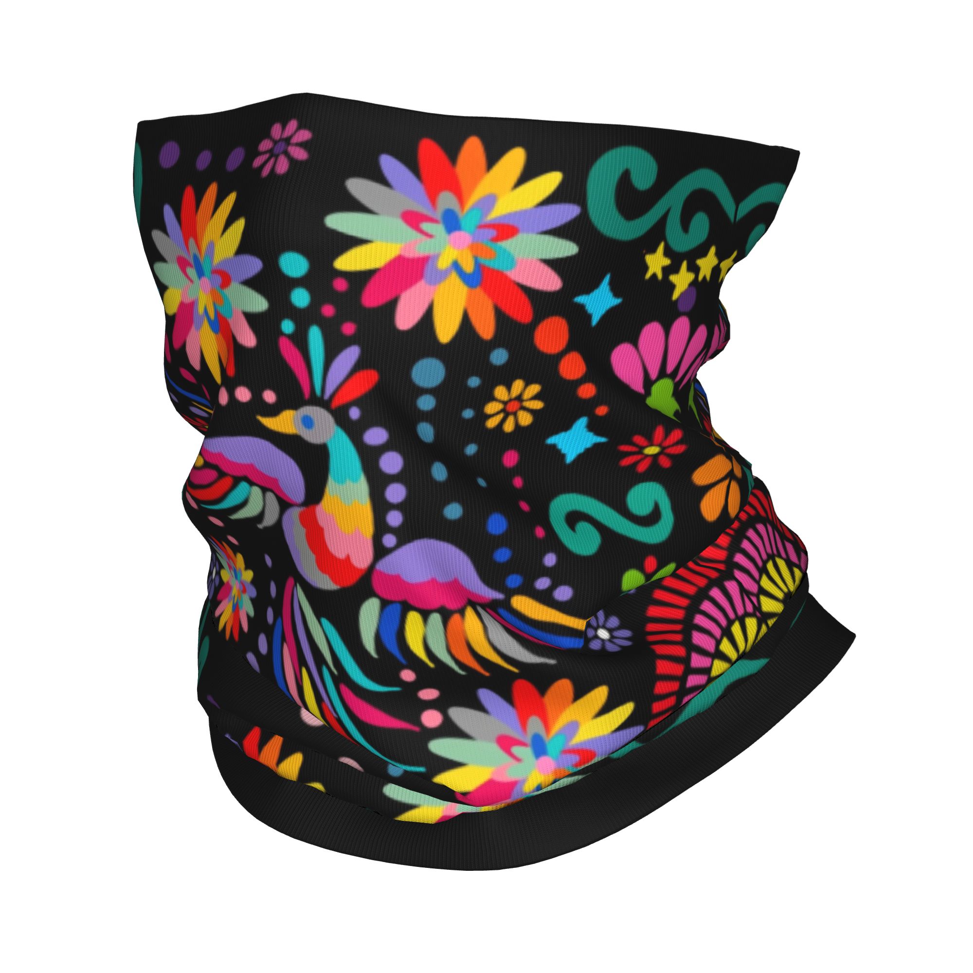 Neck Gaiter Fleece - Custom Mexican Floral Flower Textile Bandana