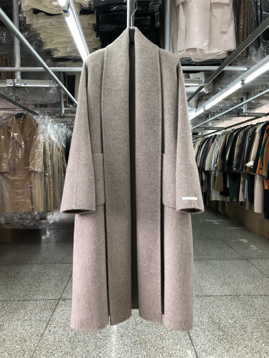Big Collar Bathrobe Style Doub - Wool Coat Peacoat 评论和价格