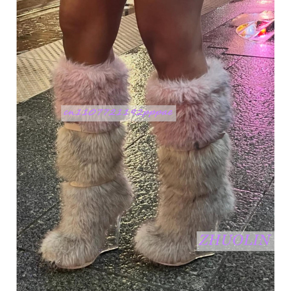 Winter Gradient Furry Transpar - Waterproof Winter Boot 评论和价格