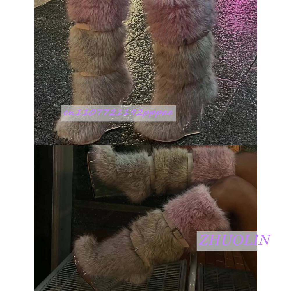 Winter Gradient Furry Transpar - Waterproof Winter Boot 评论和价格