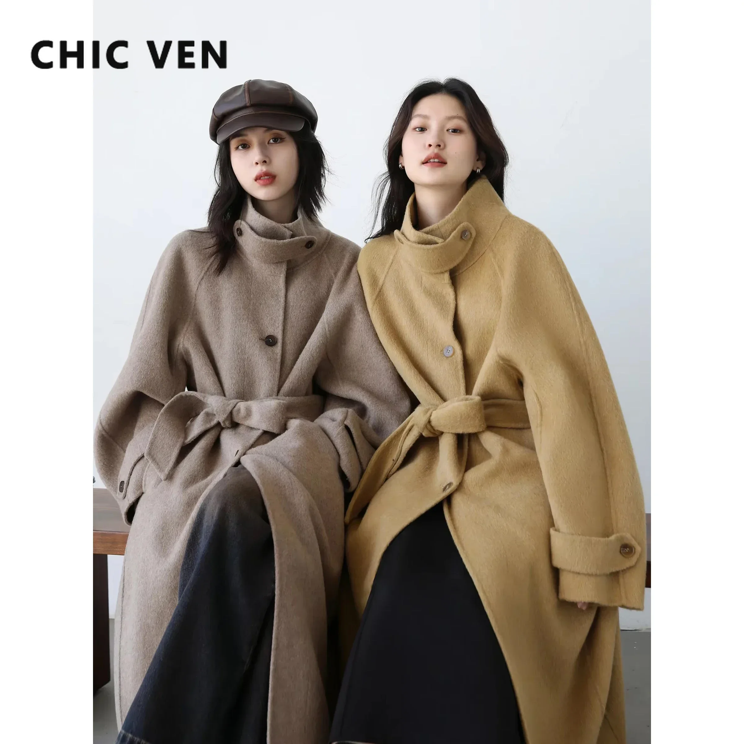 CHIC VEN Korean Women Woolen C - Wool Coat Peacoat 评论和价格