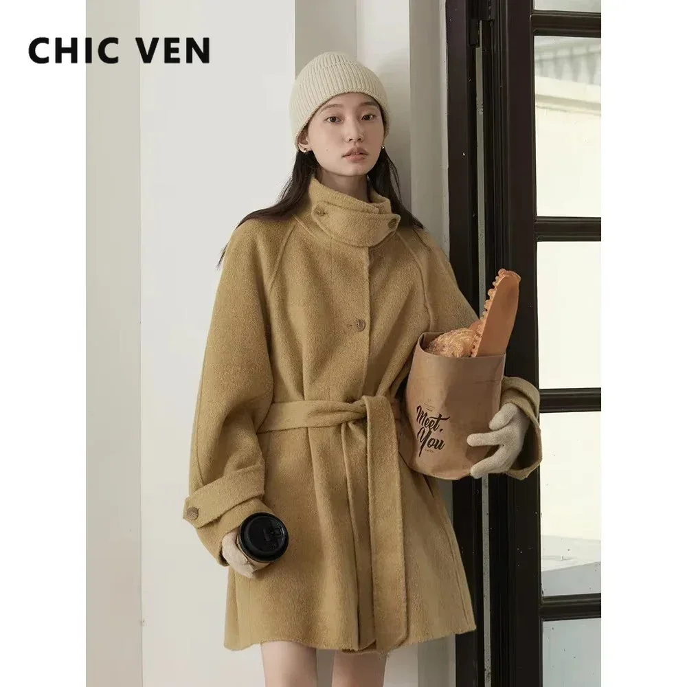 CHIC VEN Korean Women Woolen C - Wool Coat Peacoat 评论和价格