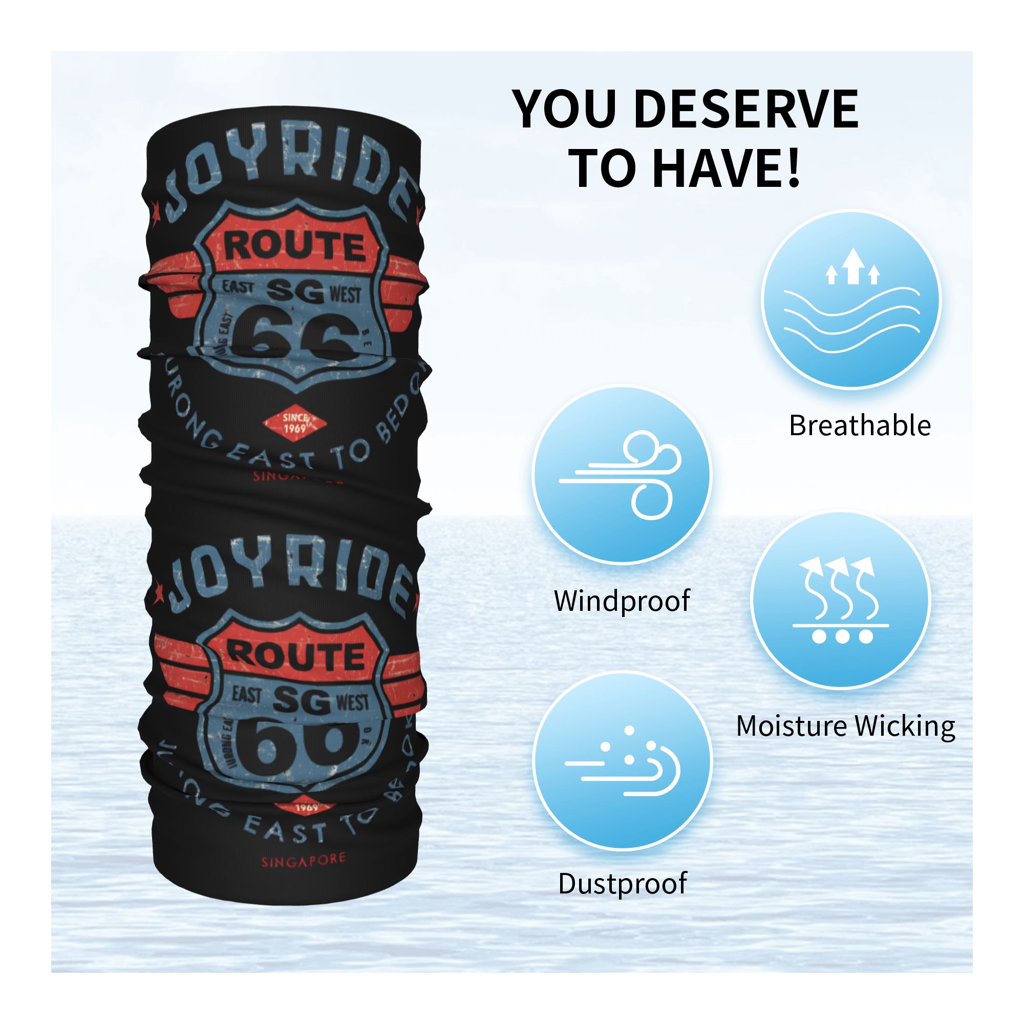 Motorcycle Ride Route 66 Neck  - Neck Gaiter Fleece 评论和价格