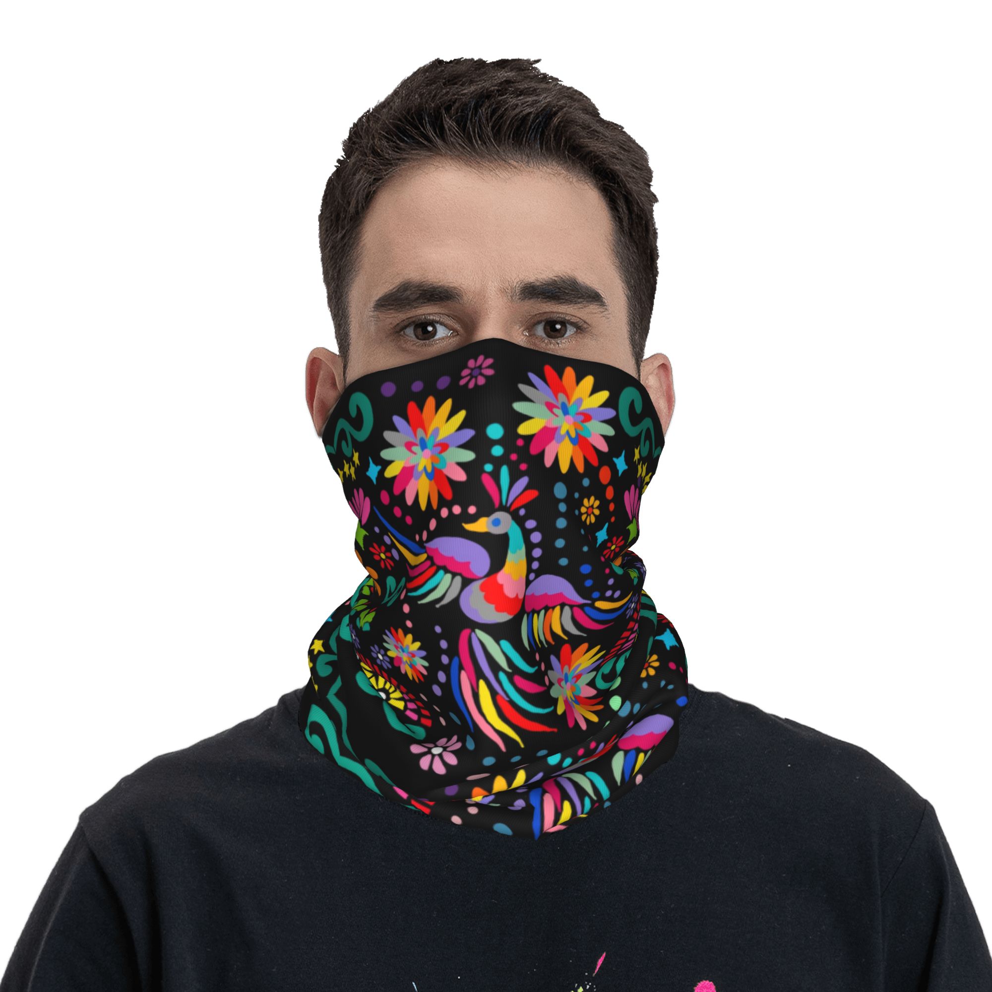 Custom Mexican Floral Flower T - Neck Gaiter Fleece 评论和价格
