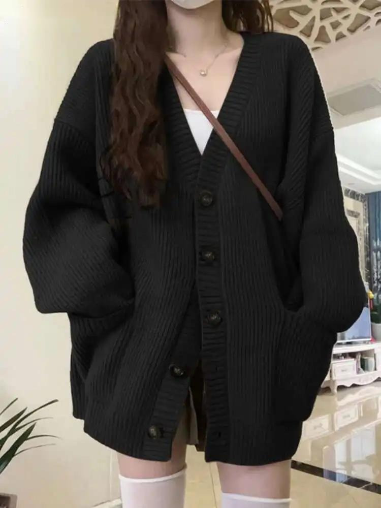 Loose Cardigan Women Long Slee - Wool Coat Peacoat 评论和价格