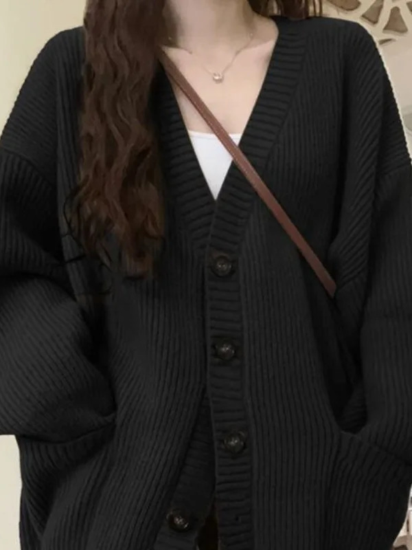 Loose Cardigan Women Long Slee - Wool Coat Peacoat 评论和价格