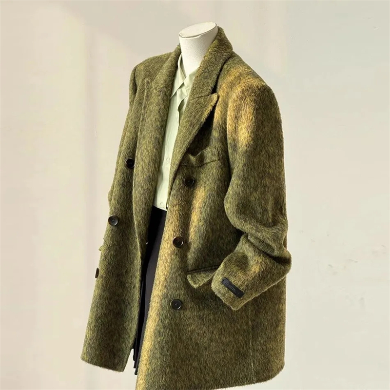 Spring Autumn Women's Double-f - Wool Coat Peacoat 评论和价格