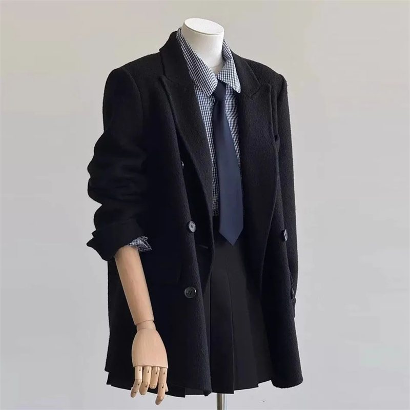 Spring Autumn Women's Double-f - Wool Coat Peacoat 评论和价格